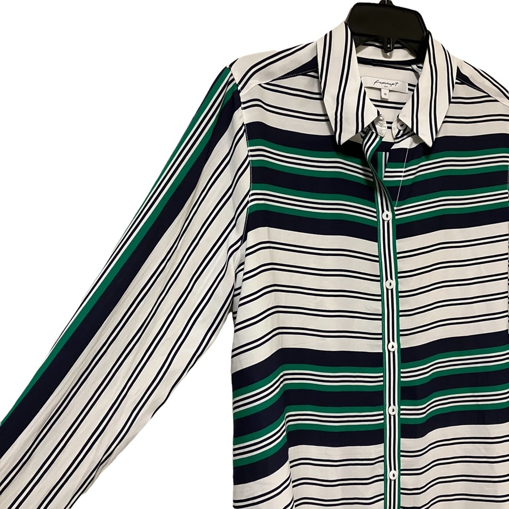 Foxcroft Horizontal Stripes Button Down Blouse - image 4